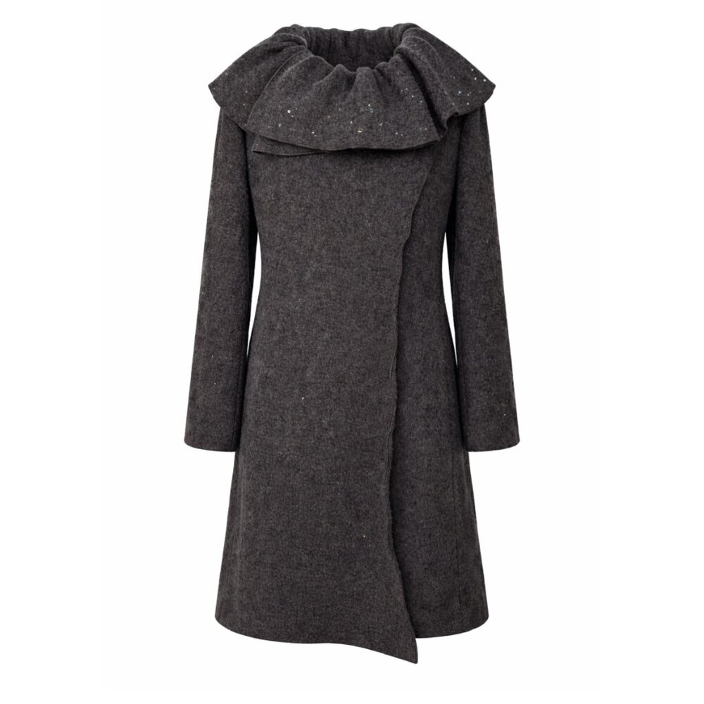 Upcycled 100% Wool Coat with Austrian Crystal Raindrops - M